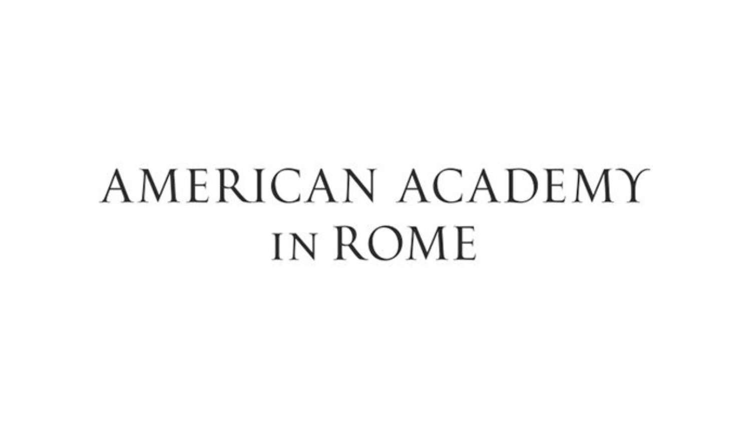 logo of the american academy in rome, with black capital letters and a serif font